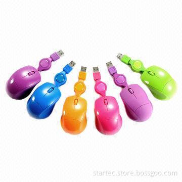 Mini USB Retractable Optical Mouse for Laptops
